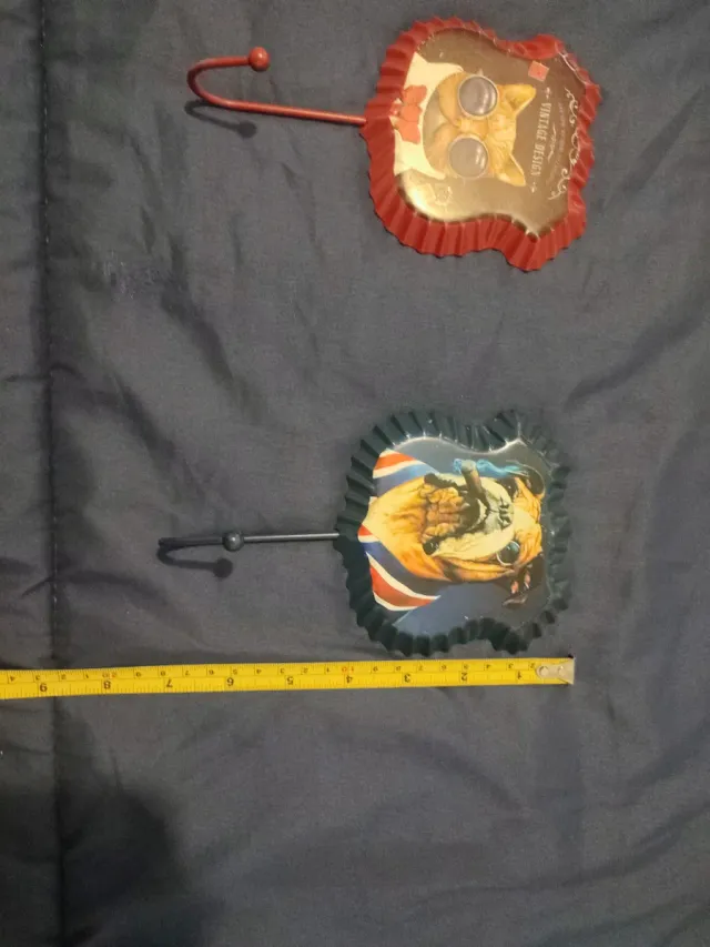 2 Perchas Vintage Gato y Bulldog