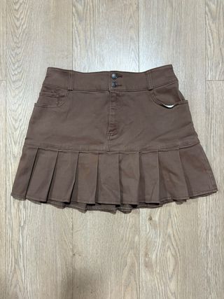Falda Hollister marrón plisada