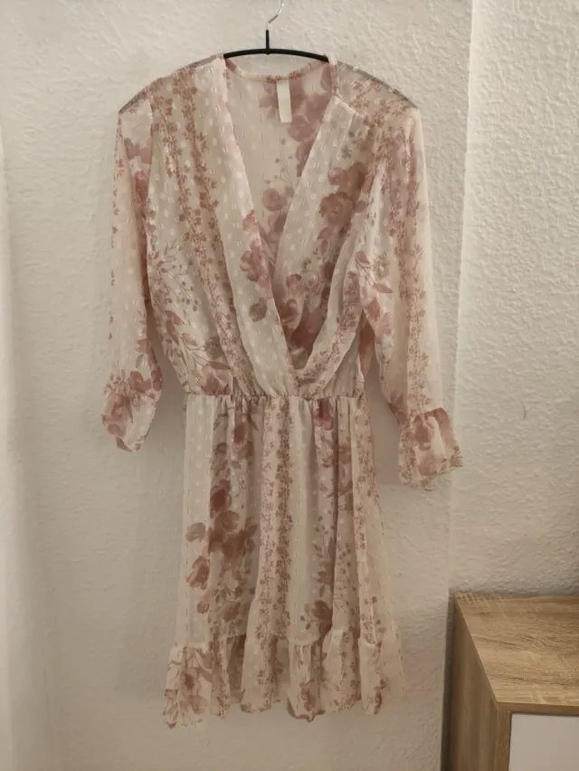 Vestido Femenino Beige y Rosa