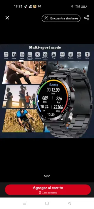 Reloj Inteligente Smart Watch Negro/Plateado