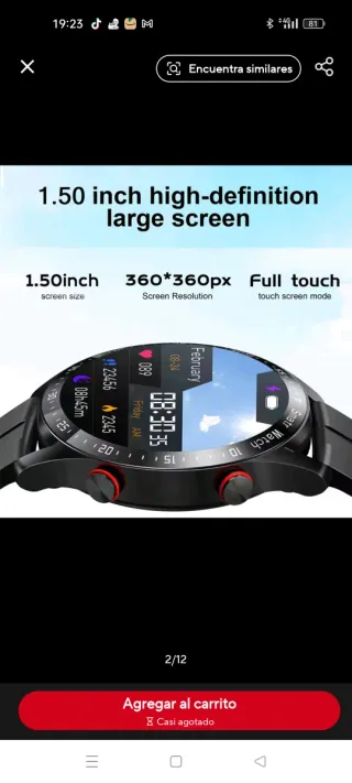 Reloj Inteligente Smart Watch Negro/Plateado