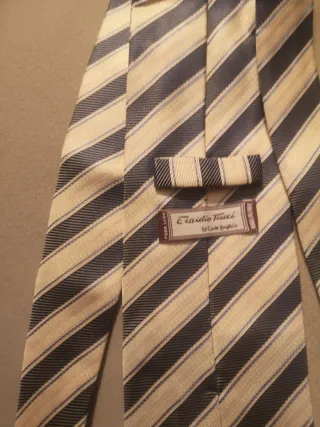 Corbata Emidio Tucci Seda Rayas Beige/Azul