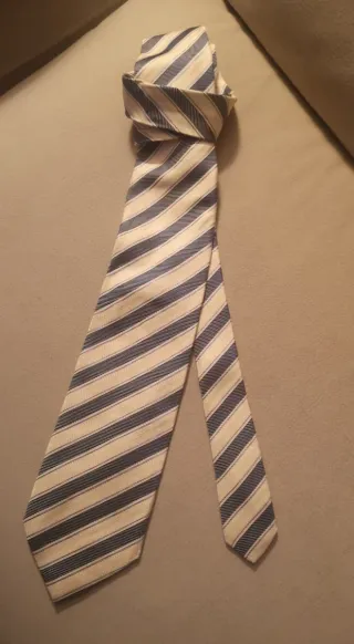 Corbata Emidio Tucci Seda Rayas Beige/Azul