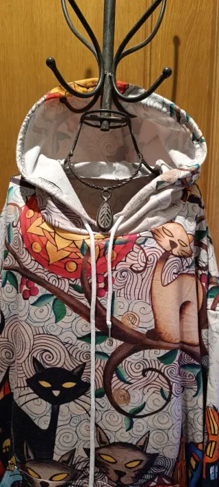 Sudadera oversize estampado gatos