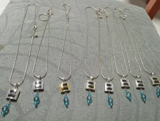 Lote Collares Plata y Azul no sé si es plata  9 pi