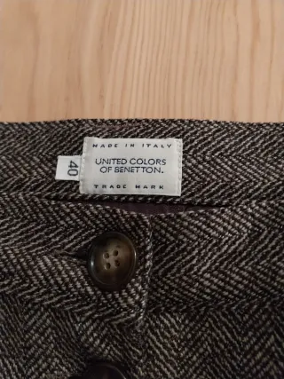 Falda marrón cheviot Benetton