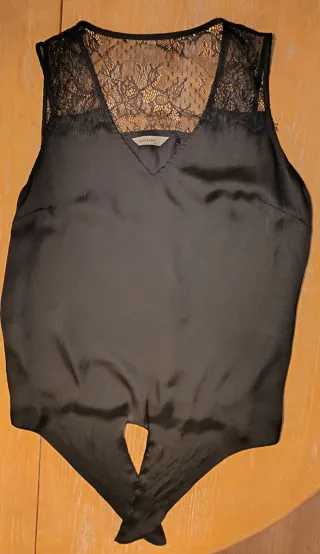 Top NAF NAF Encaje y Satén Negro Talla XL