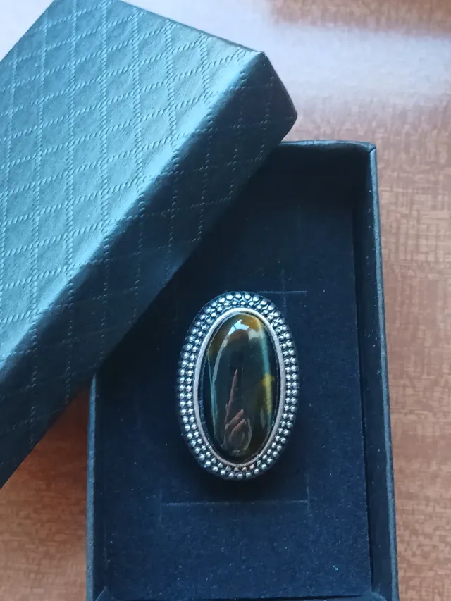 Anel Artesanal Indiano Pedra Natural