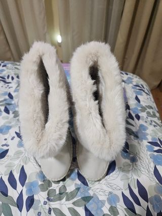 Botas Skechers Talla 41 Piel Blanca Forro Peluche