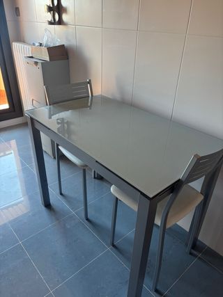 Mesa de cocina extensible cristal y metal