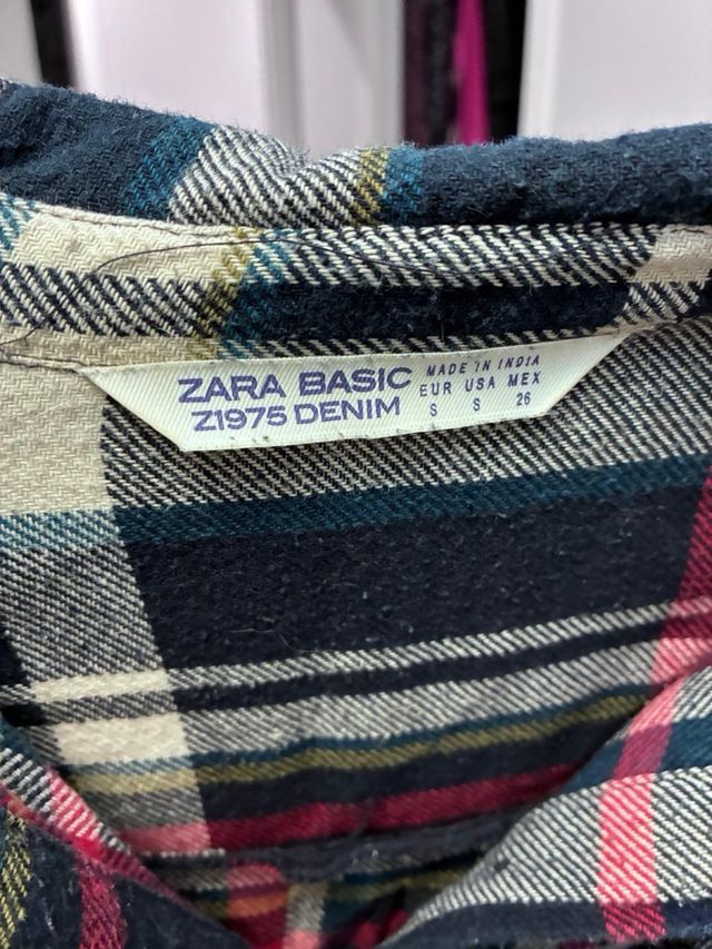 Vestido cuadros Zara azul y rosa