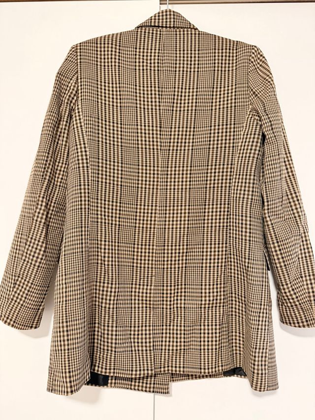 Blazer cuadros marrón y beige