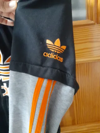 Sudadera Adidas Negra Gris Naranja