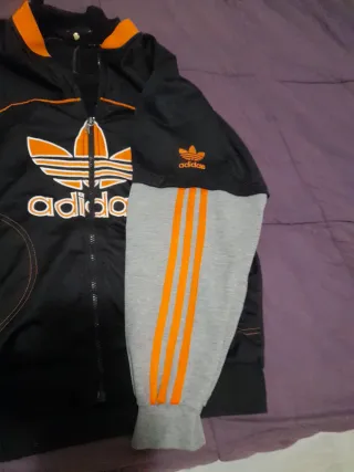 Sudadera Adidas Negra Gris Naranja