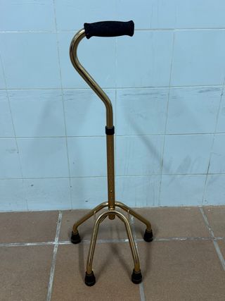Bastón de 4 patas ajustable dorado