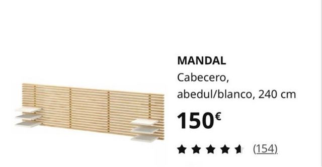 Cabezal MANDAL abedul/blanco 240 cm