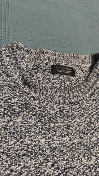 Maglione Zara Uomo Intrecciato Blu/Nero XL