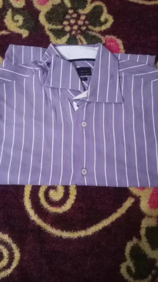 Camisa Zara Rayas Morado y Blanco