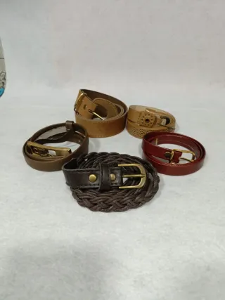 Lote 11 cinturones piel y polipiel.