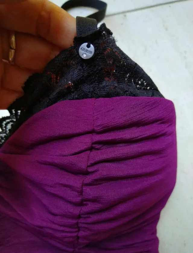 Vestido Guess Morado Fruncido