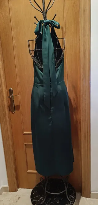 Vestido de fiesta satén verde