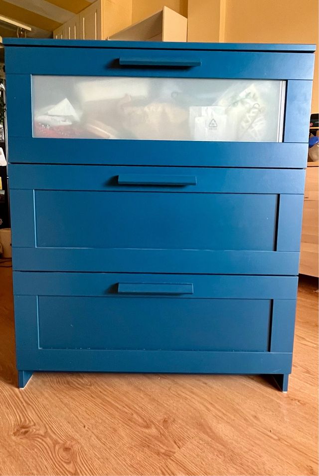 Comoda Ikea Brimnes blu a 3 cassetti