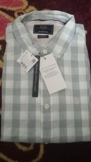 Camisa Springfield Cuadros Gris Talla L