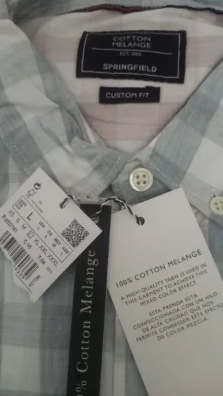 Camisa Springfield Cuadros Gris Talla L