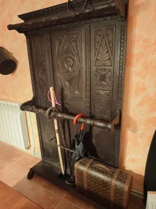 Paragüero antiguo madera y metal