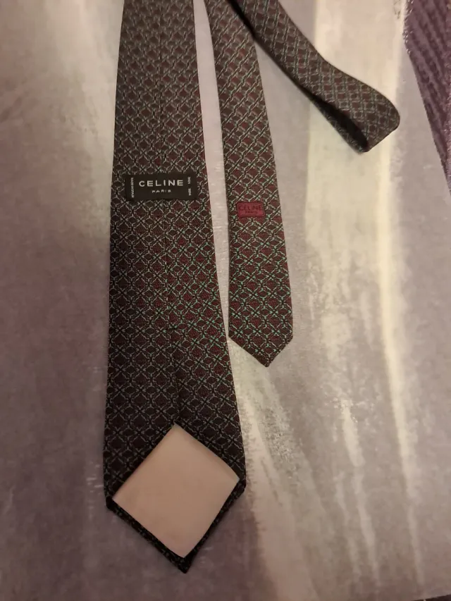 Corbata Celine Seda Granate y Verde
