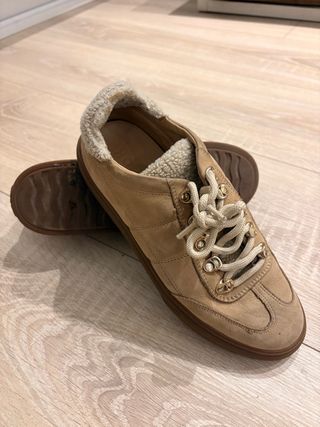 Zapatillas Hogan Piel Beige Borreguito