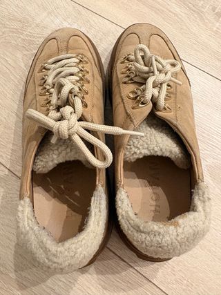 Zapatillas Hogan Piel Beige Borreguito