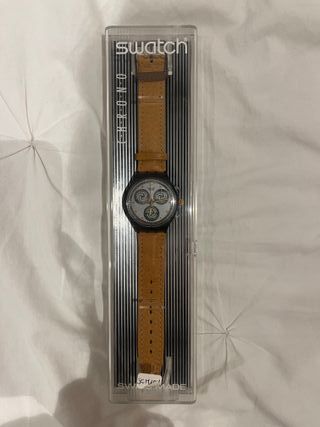 Swatch Chrono - Reloj Marrón y Plateado