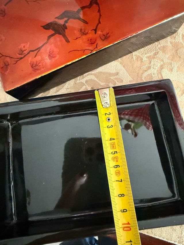 Caja lacada japonesa vintage pájaros flores