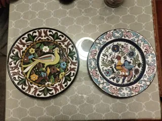 Lote 2 Piatti Decorativi Corda Secca Uccelli