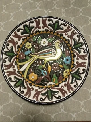 Lote 2 Piatti Decorativi Corda Secca Uccelli