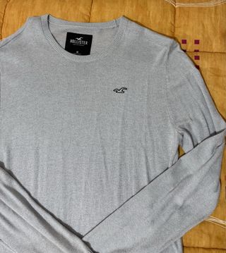 Jersey Hollister Gris Punto Fino Talla M