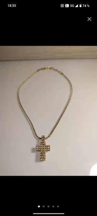 Collar Cruz Swarovski Dorada