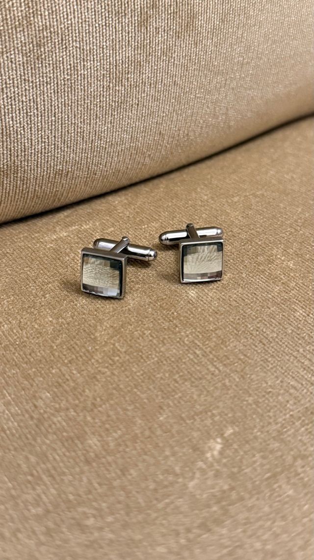 Gemelos Swarovski Cuadrados Plata y Gris