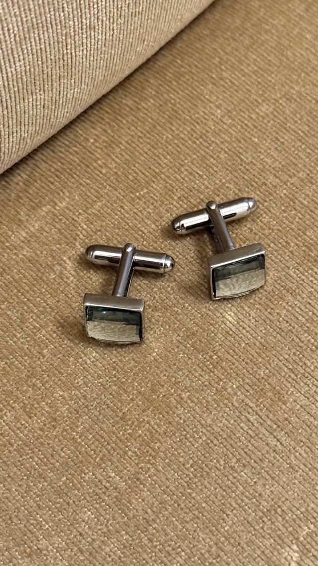 Gemelos Swarovski Cuadrados Plata y Gris