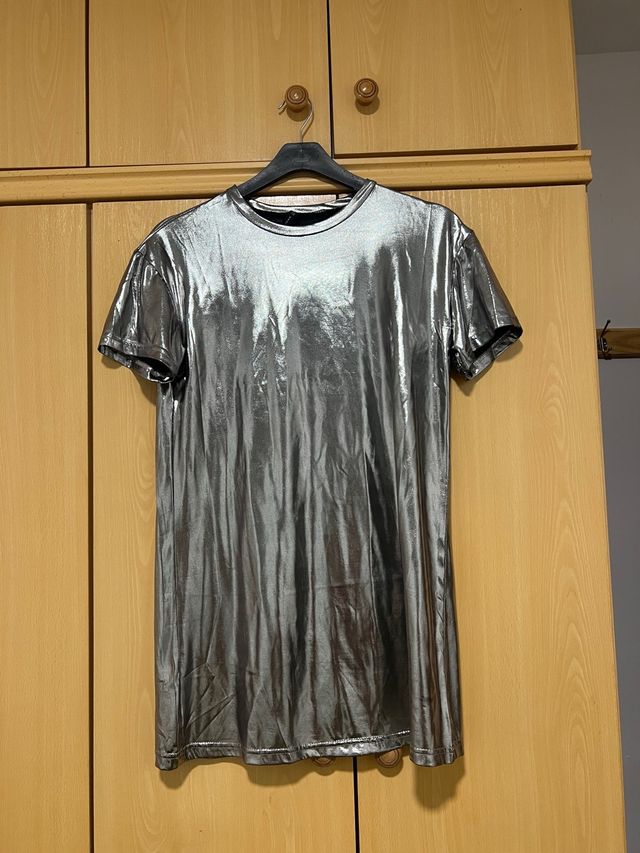 Camiseta plateada metalizada QMN Woman