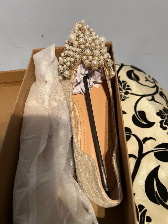 Bailarinas perlas y pedrería talla 38