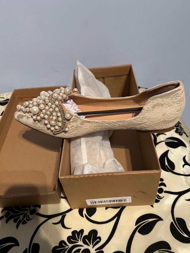 Bailarinas perlas y pedrería talla 38