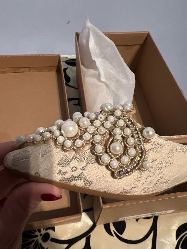 Bailarinas perlas y pedrería talla 38