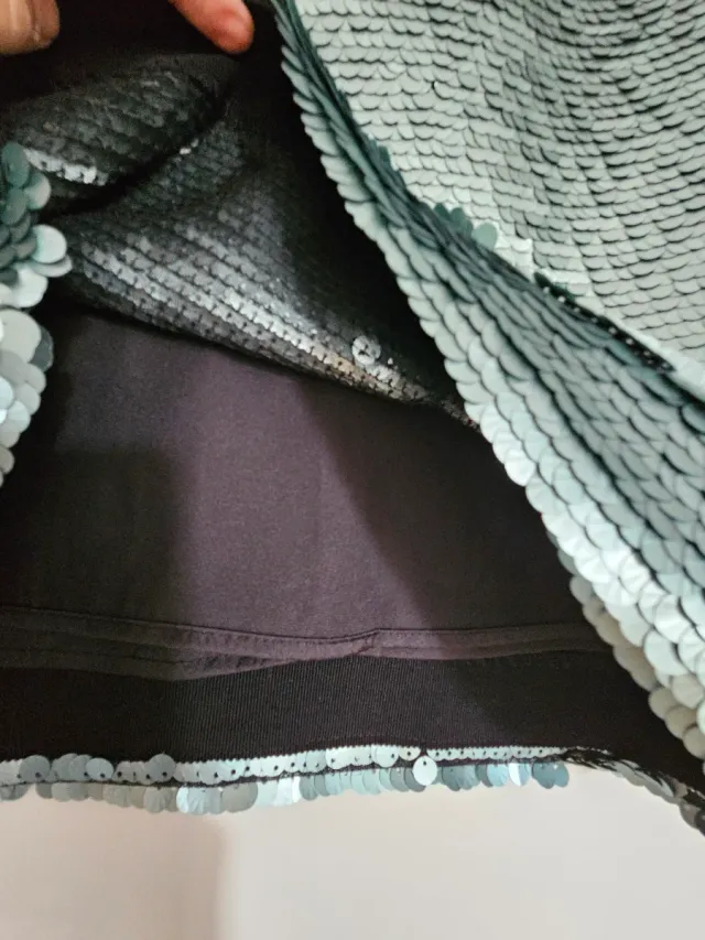 Falda Mango lentejuelas verde/plata