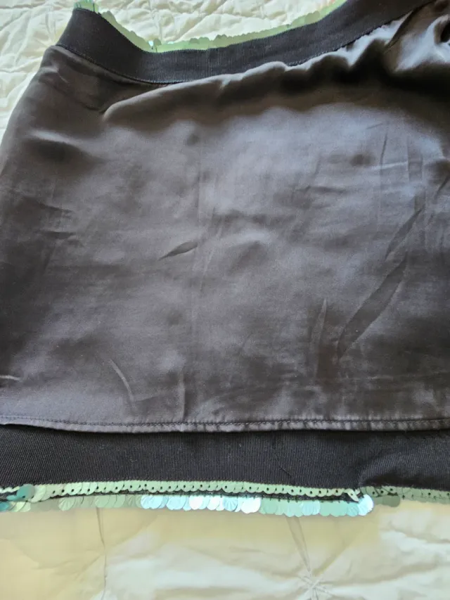 Falda Mango lentejuelas verde/plata