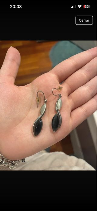 Pendientes largos plata y negro