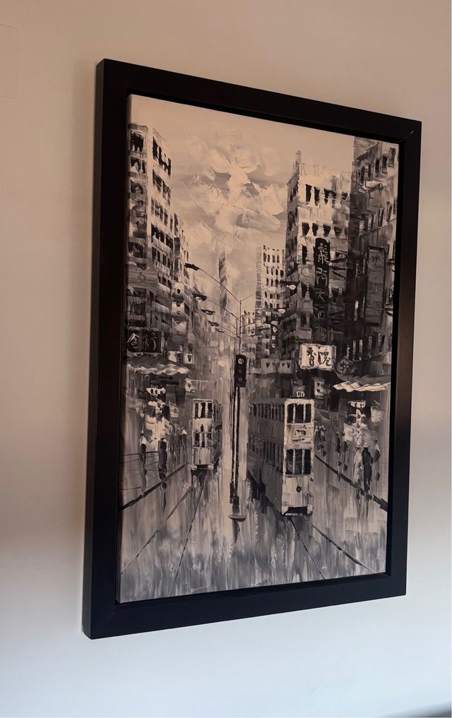 Cuadro Original Hong Kong Blanco y Negro