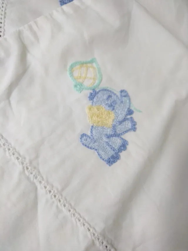 Set Lenzuola per Culla Ricamate con Treni e Animali