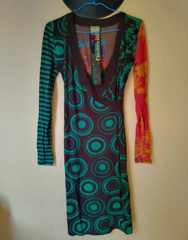 Vestido Desigual Marrón y Verde